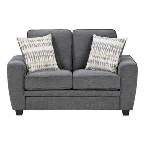 English Elm Contemporary Dark Gray Chenille Loveseat with Coil Cushions and Accent Pillows B011P565577