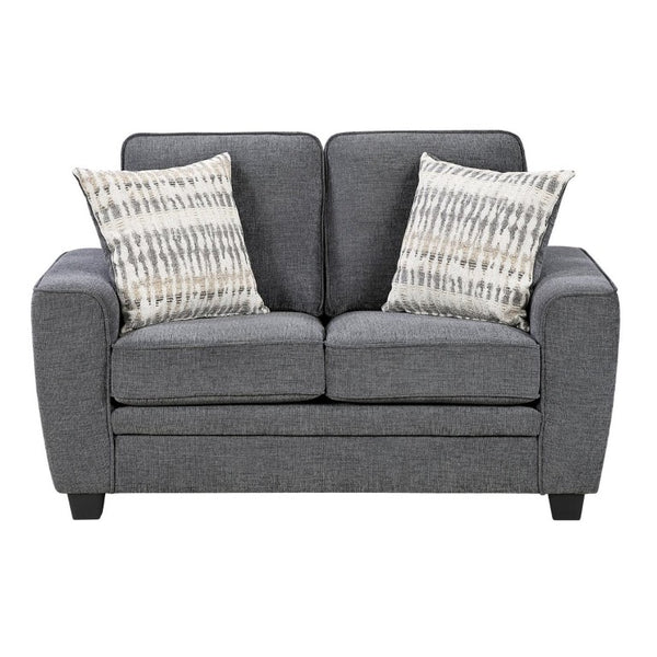 English Elm Contemporary Dark Gray Chenille Loveseat with Coil Cushions and Accent Pillows B011P565577