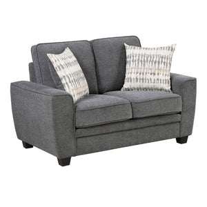 English Elm Contemporary Dark Gray Chenille Loveseat with Coil Cushions and Accent Pillows B011P565577