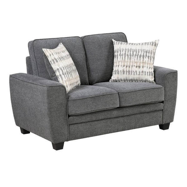 English Elm Contemporary Dark Gray Chenille Loveseat with Coil Cushions and Accent Pillows B011P565577