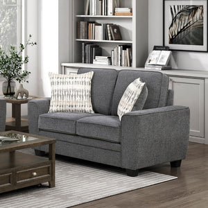 English Elm Contemporary Dark Gray Chenille Loveseat with Coil Cushions and Accent Pillows B011P565577