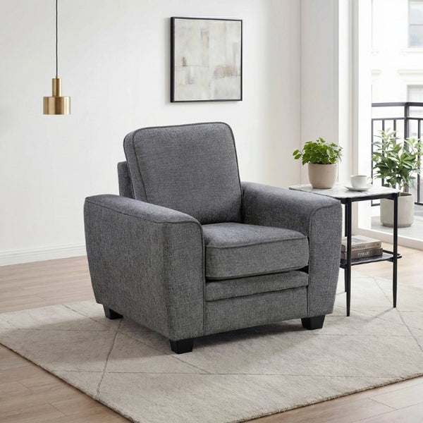 English Elm Contemporary Chenille Armchair with Pocket Coil Cushions for a Stylish Living Room Dark Gray B011P565579