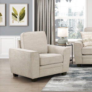 English Elm Contemporary Chenille Armchair with Pocket Coil Cushions for a Stylish Living Room Taupe B011P565583
