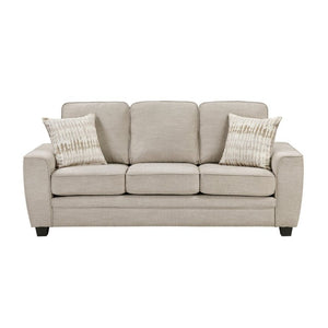 English Elm Contemporary Taupe Chenille Three Seat Sofa with Pocket Coil Support for Living Rooms B011P565585
