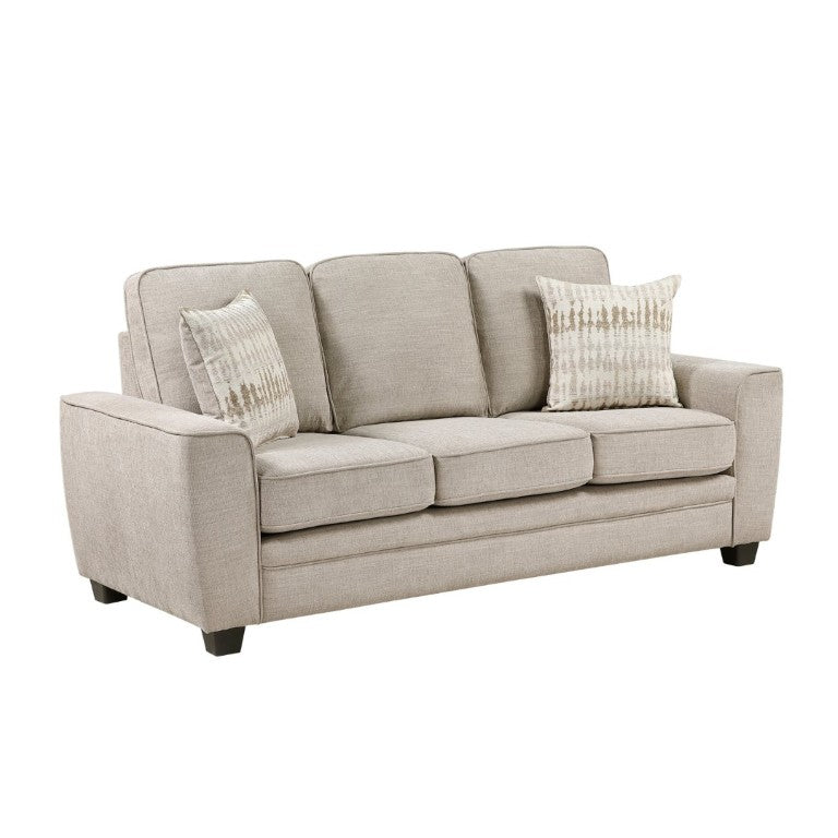 English Elm Contemporary Taupe Chenille Three Seat Sofa with Pocket Coil Support for Living Rooms B011P565585