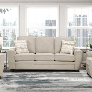 English Elm Contemporary Taupe Chenille Three Seat Sofa with Pocket Coil Support for Living Rooms B011P565585