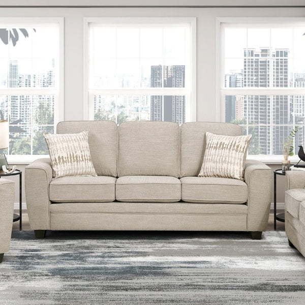 English Elm Contemporary Taupe Chenille Three Seat Sofa with Pocket Coil Support for Living Rooms B011P565585