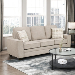 English Elm Contemporary Taupe Chenille Three Seat Sofa with Pocket Coil Support for Living Rooms B011P565585