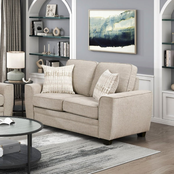 English Elm Contemporary Taupe Chenille Loveseat with Pocket Coil Cushions and Sleek Faux Wood Legs B011P565586