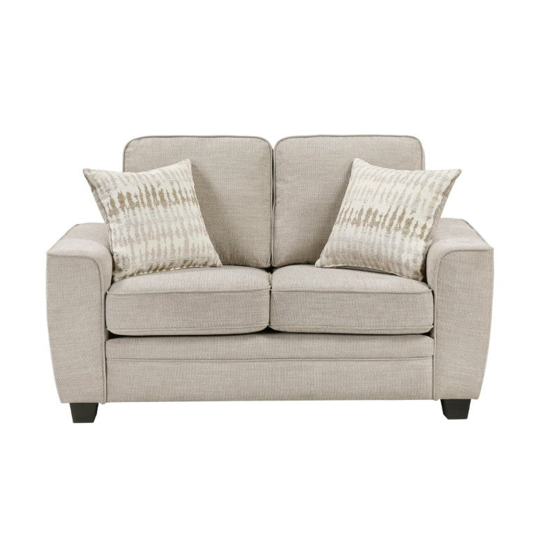English Elm Contemporary Taupe Chenille Loveseat with Pocket Coil Cushions and Sleek Faux Wood Legs B011P565586