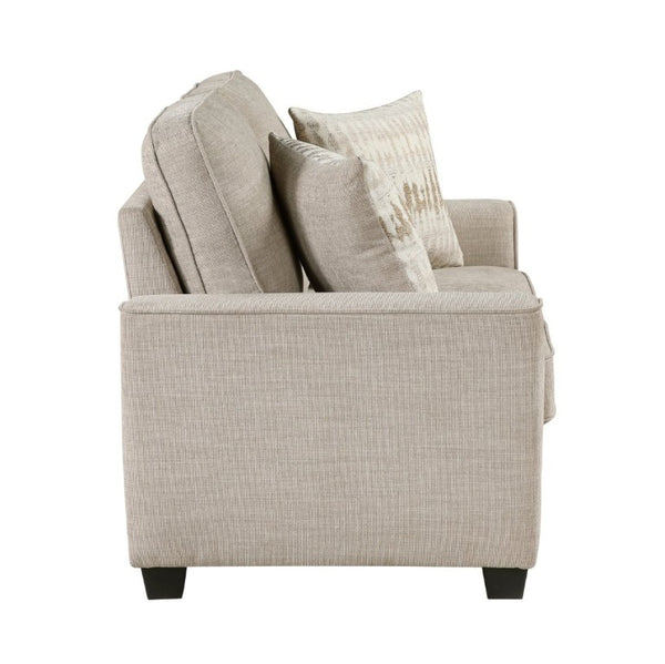 English Elm Contemporary Taupe Chenille Loveseat with Pocket Coil Cushions and Sleek Faux Wood Legs B011P565586