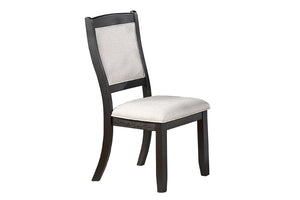 English Elm Antique Black Wood Frame Dining Chairs Set of Two with Beige Upholstered Arched Back B011P565587