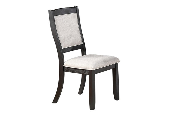 English Elm Antique Black Wood Frame Dining Chairs Set of Two with Beige Upholstered Arched Back B011P565587