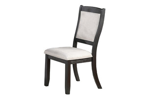English Elm Antique Black Wood Frame Dining Chairs Set of Two with Beige Upholstered Arched Back B011P565587