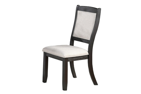 English Elm Antique Black Wood Frame Dining Chairs Set of Two with Beige Upholstered Arched Back B011P565587