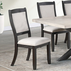 English Elm Antique Black Wood Frame Dining Chairs Set of Two with Beige Upholstered Arched Back B011P565587