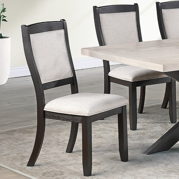 English Elm Antique Black Wood Frame Dining Chairs Set of Two with Beige Upholstered Arched Back B011P565587