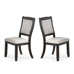 English Elm Antique Black Wood Frame Dining Chairs Set of Two with Beige Upholstered Arched Back B011P565587