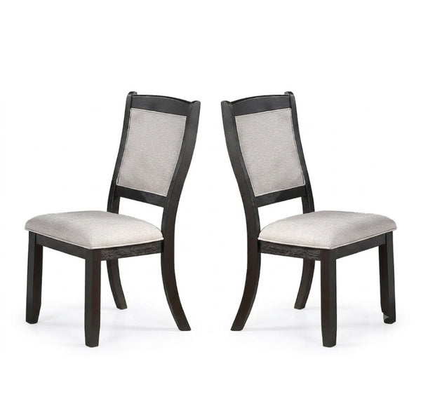 English Elm Antique Black Wood Frame Dining Chairs Set of Two with Beige Upholstered Arched Back B011P565587