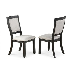 English Elm Antique Black Wood Frame Dining Chairs Set of Two with Beige Upholstered Arched Back B011P565587