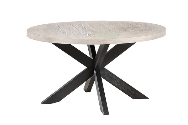 English Elm 1Pc Round Pedestal Dining Table Two Tone Woodgrain Top Antique Black Sculptural Base B011P565592