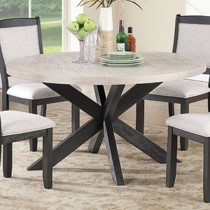 English Elm 1Pc Round Pedestal Dining Table Two Tone Woodgrain Top Antique Black Sculptural Base B011P565592