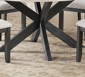 English Elm 1Pc Round Pedestal Dining Table Two Tone Woodgrain Top Antique Black Sculptural Base B011P565592