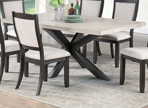 English Elm 1Pc Transitional Rectangular Dining Table Two Tone Melamine Top Sculptural Pedestal Base B011P565597