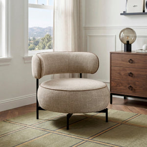 English Elm Contemporary Swivel Accent Chair Chenille Curved Backrest 360 Degree Living Room Seat Brown B011P565612