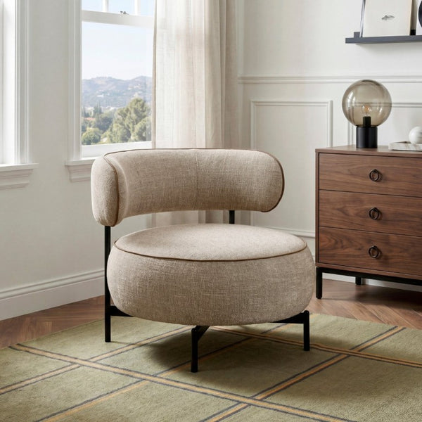 English Elm Contemporary Swivel Accent Chair Chenille Curved Backrest 360 Degree Living Room Seat Brown B011P565612