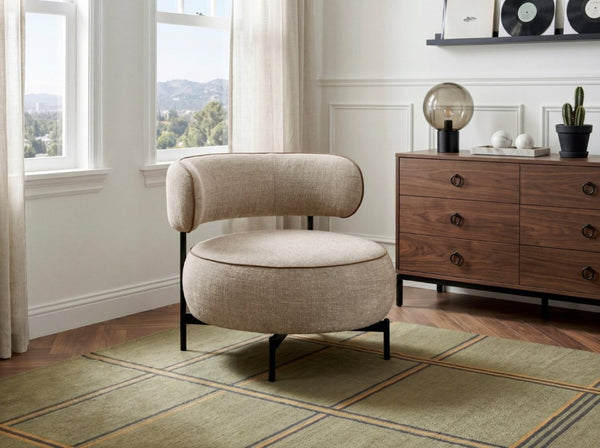 English Elm Contemporary Swivel Accent Chair Chenille Curved Backrest 360 Degree Living Room Seat Brown B011P565612