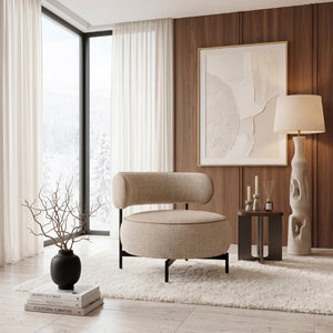 English Elm Contemporary Swivel Accent Chair Chenille Curved Backrest 360 Degree Living Room Seat Brown B011P565612