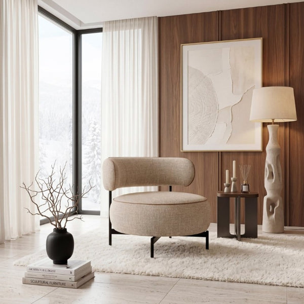 English Elm Contemporary Swivel Accent Chair Chenille Curved Backrest 360 Degree Living Room Seat Brown B011P565612