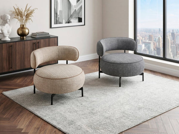 English Elm Contemporary Swivel Accent Chair Chenille Curved Backrest 360 Degree Living Room Seat Brown B011P565612