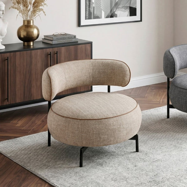 English Elm Contemporary Swivel Accent Chair Chenille Curved Backrest 360 Degree Living Room Seat Brown B011P565612