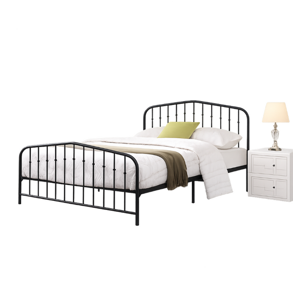 English Elm Black Victorian Arc Scrollwork Metal Platform Bed Ornate Wrought Iron Full Frame Black B011P565613