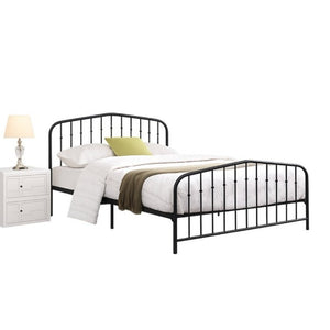 English Elm Black Victorian Arc Scrollwork Metal Platform Bed Ornate Wrought Iron Full Frame Black B011P565613