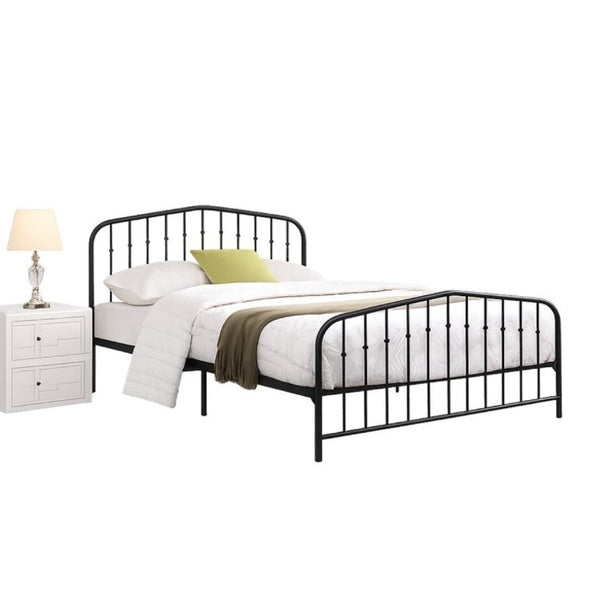English Elm Black Victorian Arc Scrollwork Metal Platform Bed Ornate Wrought Iron Full Frame Black B011P565613