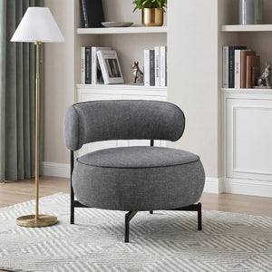 English Elm Contemporary Swivel Accent Chair Chenille Curved Backrest 360 Degree Living Room Seat Gray B011P565615