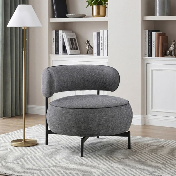 English Elm Contemporary Swivel Accent Chair Chenille Curved Backrest 360 Degree Living Room Seat Gray B011P565615