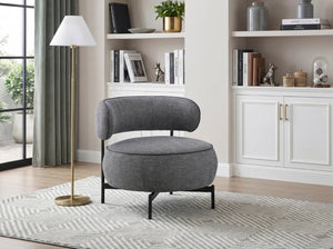 English Elm Contemporary Swivel Accent Chair Chenille Curved Backrest 360 Degree Living Room Seat Gray B011P565615