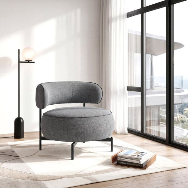 English Elm Contemporary Swivel Accent Chair Chenille Curved Backrest 360 Degree Living Room Seat Gray B011P565615