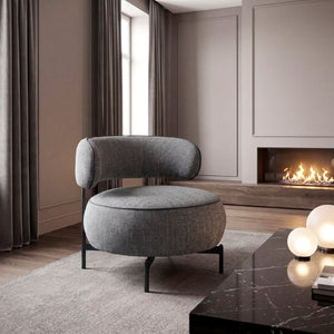 English Elm Contemporary Swivel Accent Chair Chenille Curved Backrest 360 Degree Living Room Seat Gray B011P565615