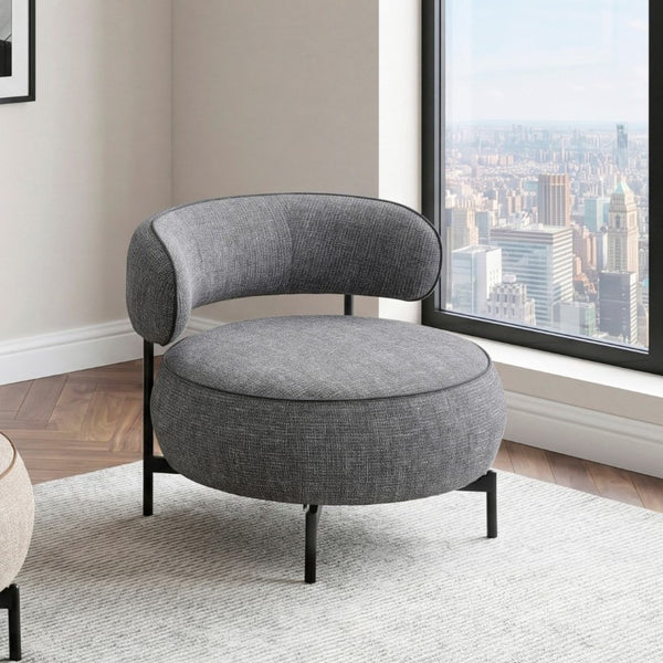 English Elm Contemporary Swivel Accent Chair Chenille Curved Backrest 360 Degree Living Room Seat Gray B011P565615