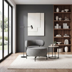 English Elm Contemporary Swivel Accent Chair Chenille Curved Backrest 360 Degree Living Room Seat Gray B011P565615