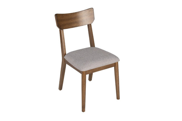 English Elm Walnut Finish Upholstered Dining Side Chairs Set of Two with Curved Back and Foam Cushion B011P565617