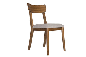 English Elm Walnut Finish Upholstered Dining Side Chairs Set of Two with Curved Back and Foam Cushion B011P565617