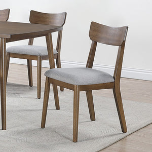 English Elm Walnut Finish Upholstered Dining Side Chairs Set of Two with Curved Back and Foam Cushion B011P565617