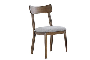 English Elm Walnut Finish Upholstered Dining Side Chairs Set of Two with Curved Back and Foam Cushion B011P565617