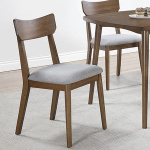 English Elm Walnut Finish Upholstered Dining Side Chairs Set of Two with Curved Back and Foam Cushion B011P565617